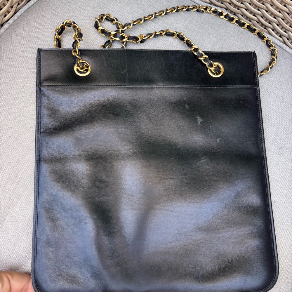 Authentic CHANEL vintage flat black lambskin mini tote - Picture 7 of 16